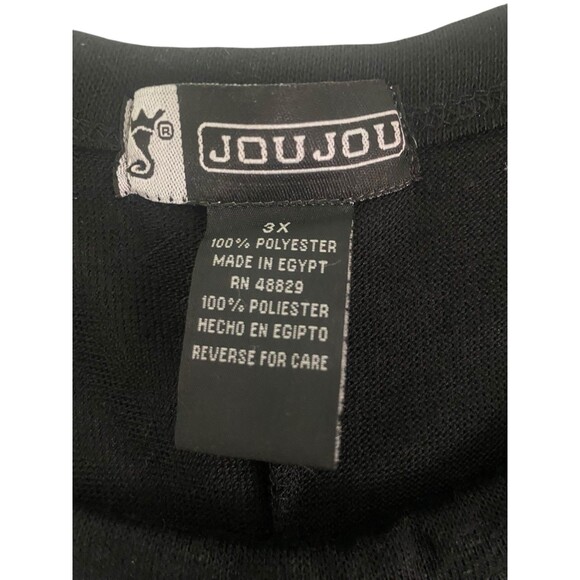 Joujou Womens Top Size 3X Ruched Arms & Sides Black w/Silver Grey Floral Detail - Picture 2 of 10